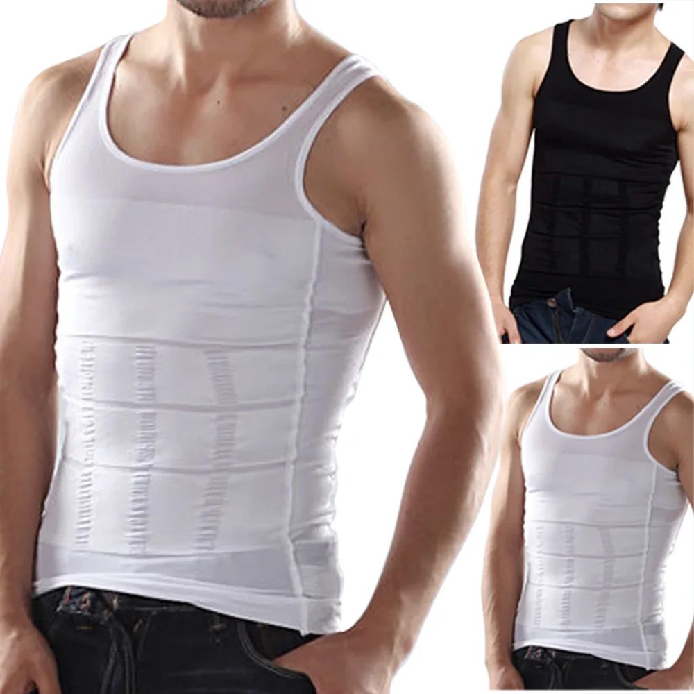 

Men Shapewear Solid Color Short Sleeve Tummy Control T-Shirt Waist Trainer Slimming Abdomen Tank Top Breathable Mesh Body Shaper