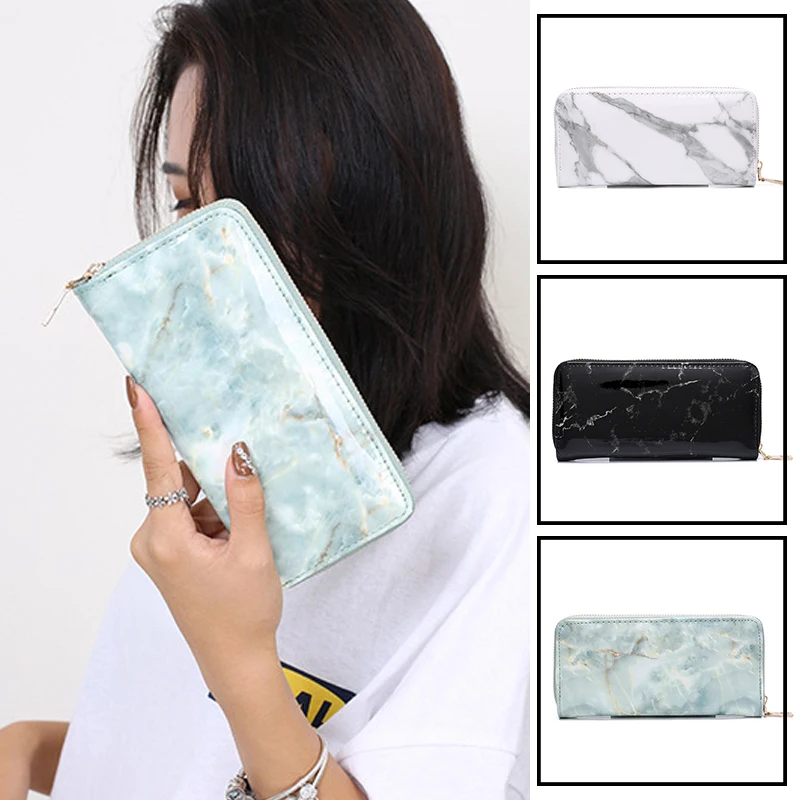 Casual Women Lady Wallets Purses Totes Feminina Marble Patent Leather Clutch Bags Girls Zipper Card Coin Money Holder Pouch Pack | Багаж и