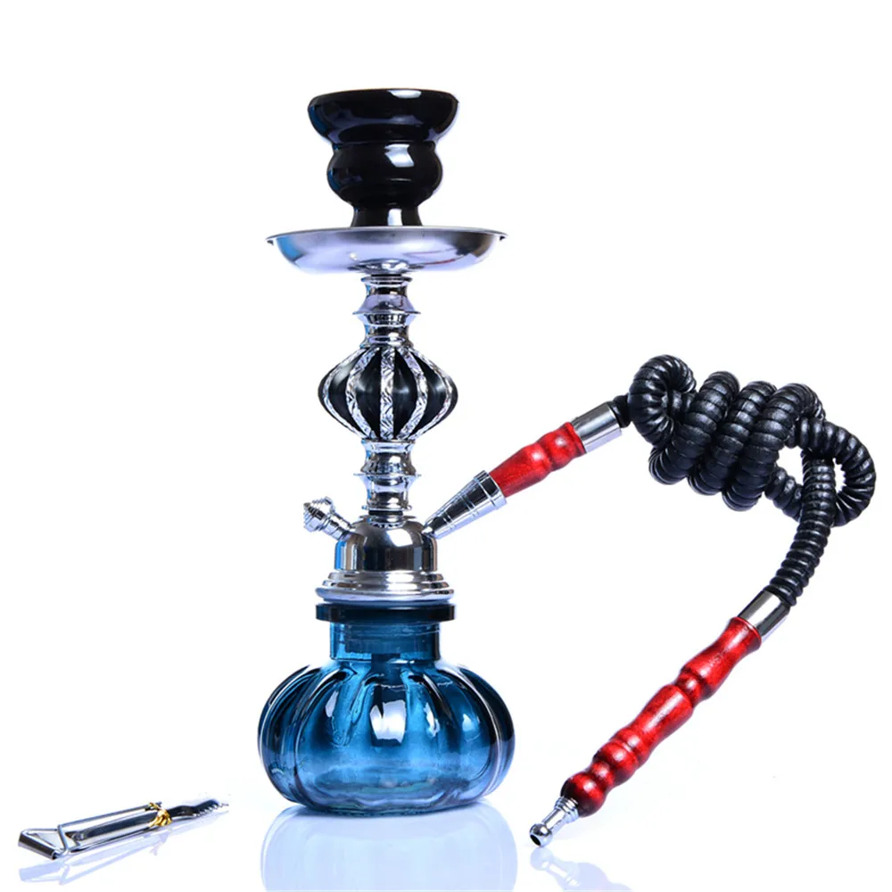 

Shisha Pipe Hookah Set With Synthetic Leather Hose Ceramic Sheesha Bowl Metal Charcoal Tongs Chicha Narguile Smoking Pipe Tools