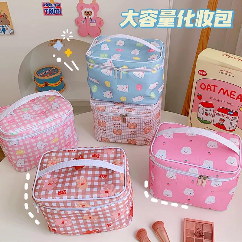 

Large Capacity Cosmetic Bag Women PU Waterproof Cartoon Rabbit Organizer Beauty Bags Kawaii Travel Makeup Wash Kits Bags MO32