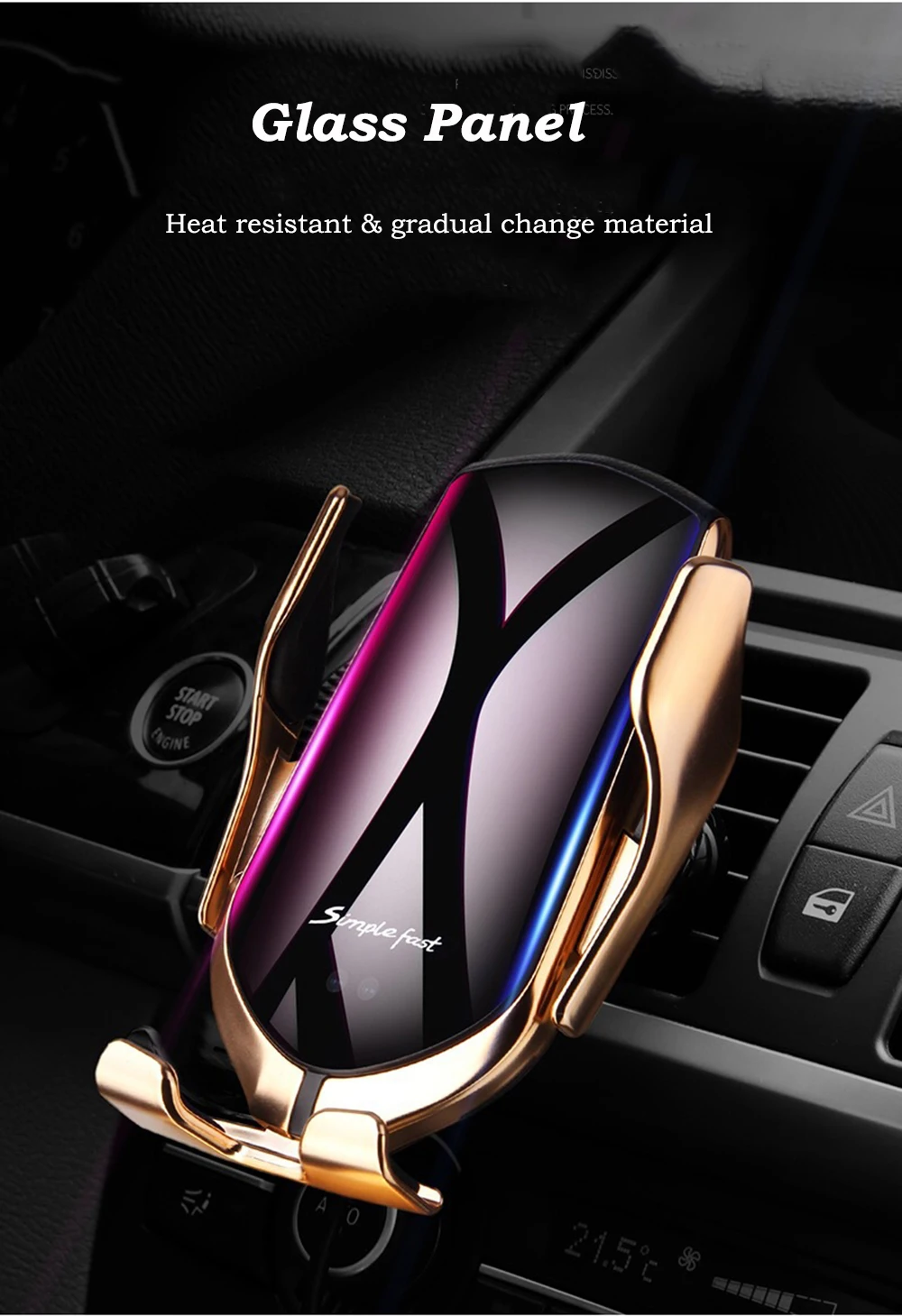 

New Design Car Accessories Mobile Phone Holder 10W Fast Wireless Charger Car Phone Holde