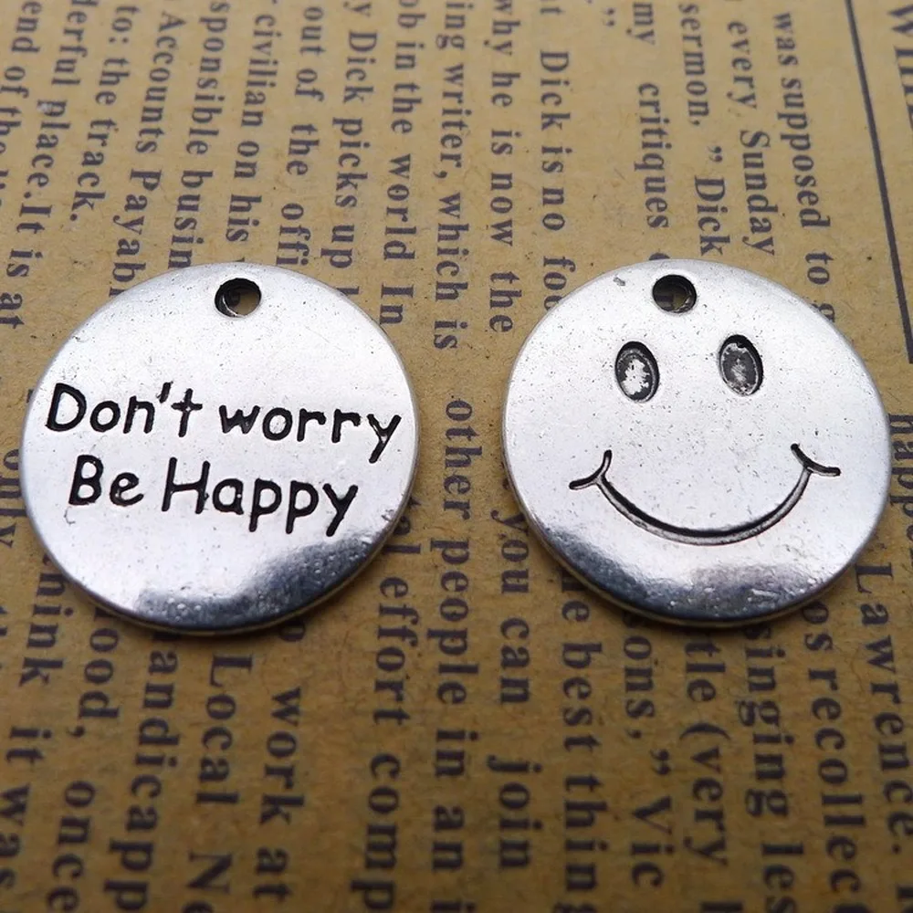 100 шт Smile Face Charms 20 мм x DIY ювелирные изделия делая кулон anitque серебряный цвет |