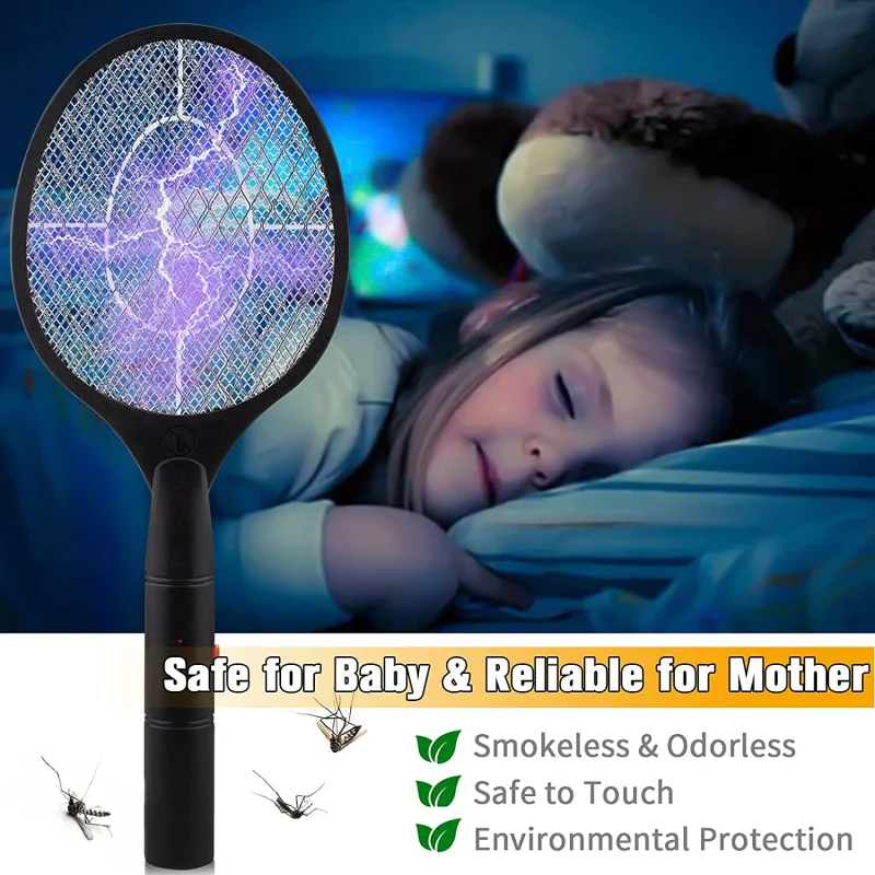

Electric Fly Swatter Killer Electric Mosquito Killer Summer Fly Swatter Trap Flies Insect Cordless Battery Power