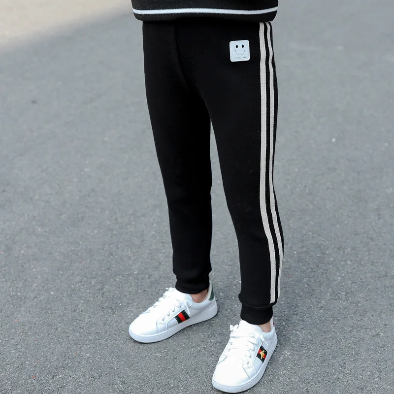 Зимние детские спортивные штаны в полоску корейские милые леггинсы для девочек