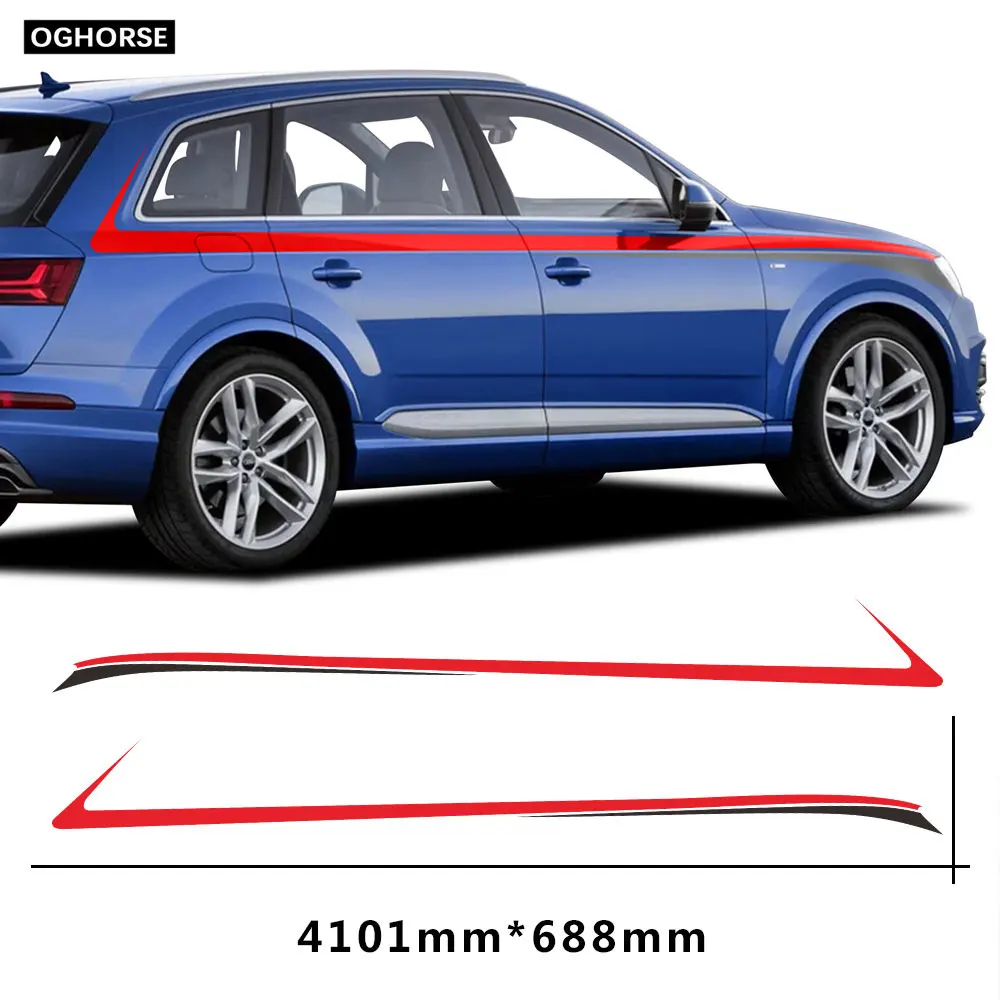 

2 шт. Набор наклеек для тюнинга кузова автомобиля для audi q7 Талия боковые полосы Декор виниловые наклейки Стикеры s Аксессуары