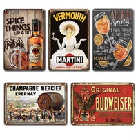 bacardi beer poster vintage metal plaque tin signs mojito martini cocktail decorative metal plate signs pub bar home wall decor