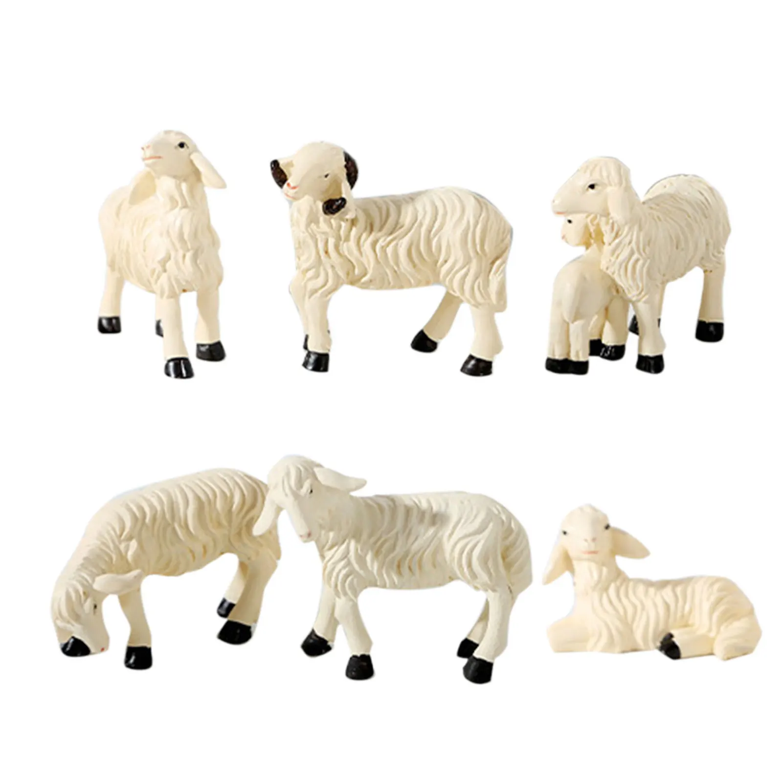 

6 Piece White Sheep Small Statue Figurine Resin Home Garden Ornament Play House Lamb Crafts Goat Farm Lamb Statue gorgeously