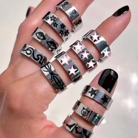 new stainless steel hip pop punk rock butterfly flame ring gothic cross rings for women men couple fashion jewelry unisex