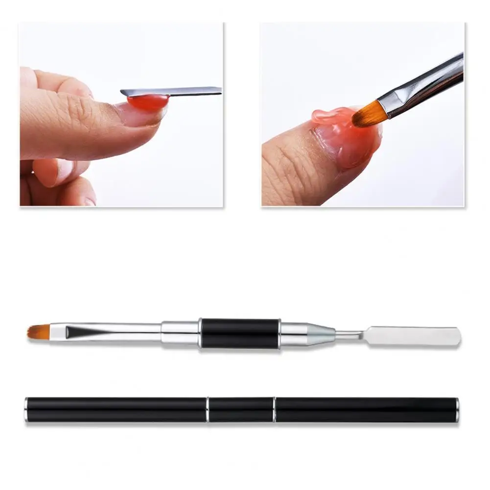 

50% Hot Sale Dual End Nail Pusher Brush Images Painting Soft Head Brush Extension Quick Building Painting Builder for Manicure