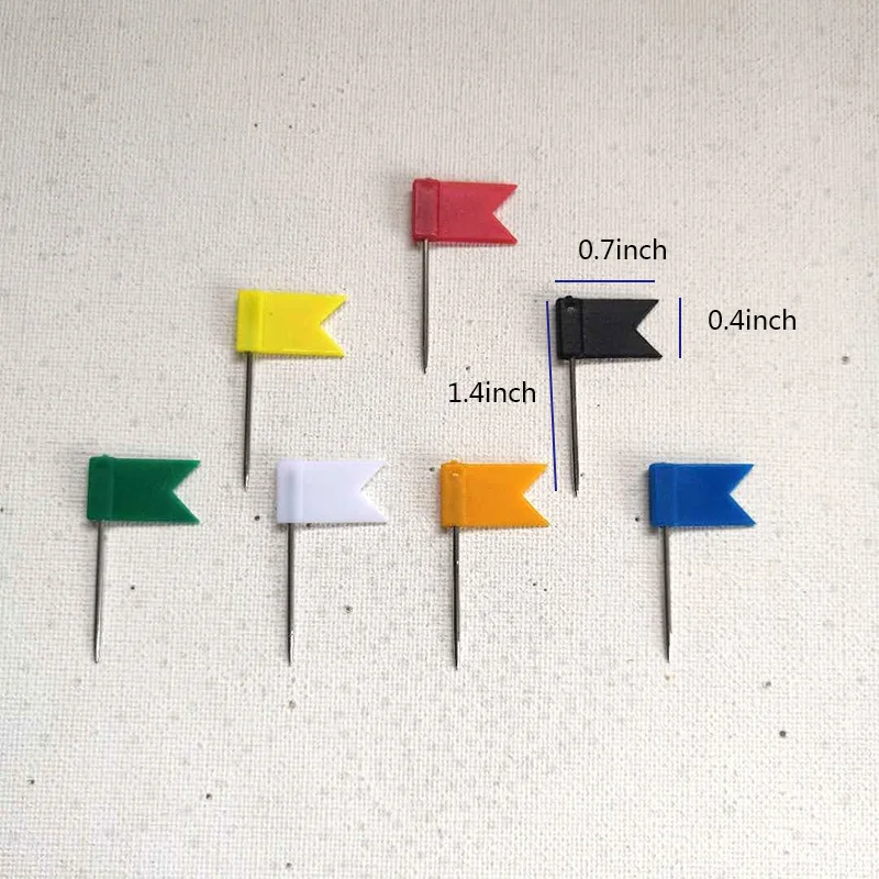 100pcs Mixed Color Flag Push Pins Nail Thumb Tack Map Drawing Pin Stationery For Home Office School Supplies | Дом и сад