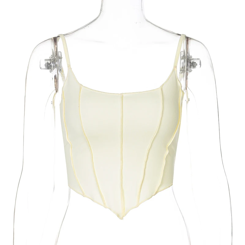 

Hot sale 2022 Patchwork Women Strap Crop Top Irregular Camis Bodycon Sexy Streetwear Party Club 2022 Summer Clothes Cute Solid