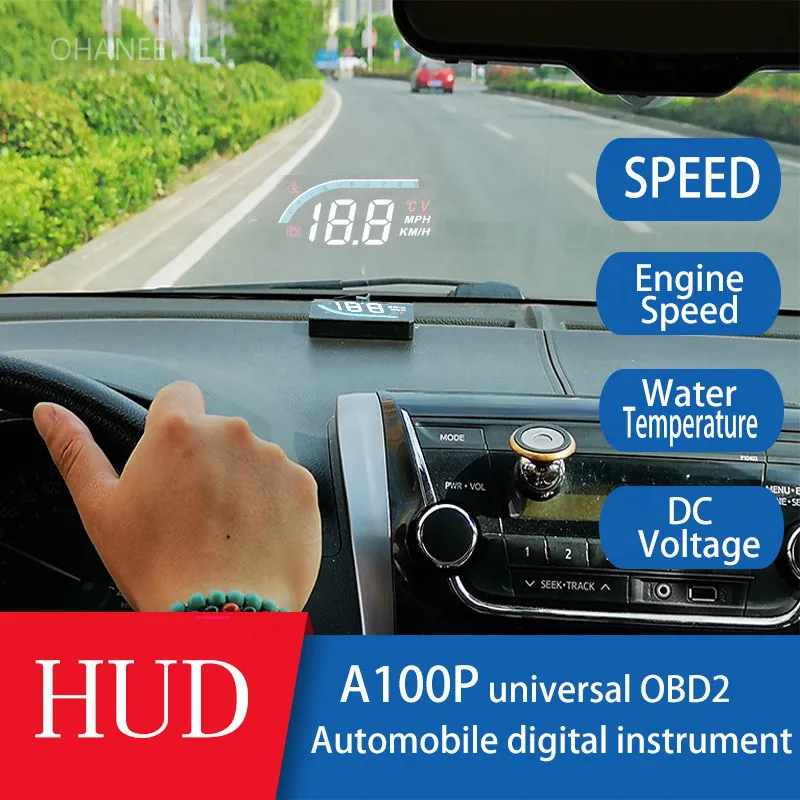 Универсальный автомобильный Hud Дисплей вождения компьютера A100 плюс OBD 2 лобовое