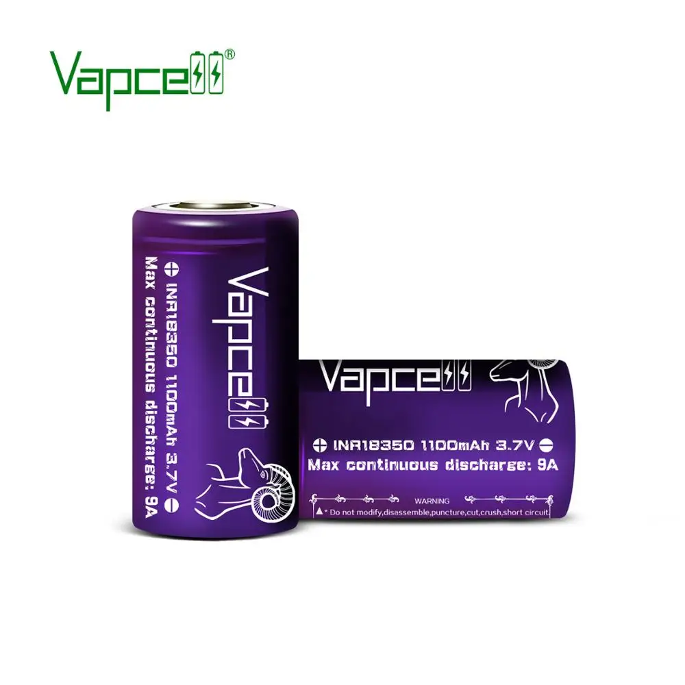 Vapcell 18350 литиевая батарея 1100mah 9a mooch тест 3,7 V для фонарика/электрических инструментов