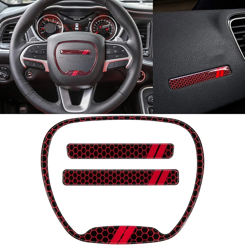 

Steering Wheel Emblem Kit Trim Cover for Dodge Challenger Charger 2015-2020 Interior Decoration Accessories