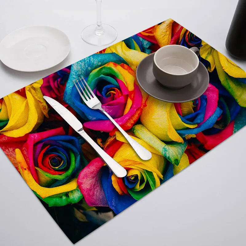 PC1985 Fuwatacchi Coffee Place Mat Linen Ramadan Dining Table Placemat Tableware Fiber Pad Coaster Eid Party Supplies Table Placemats - Цвет: PC1985