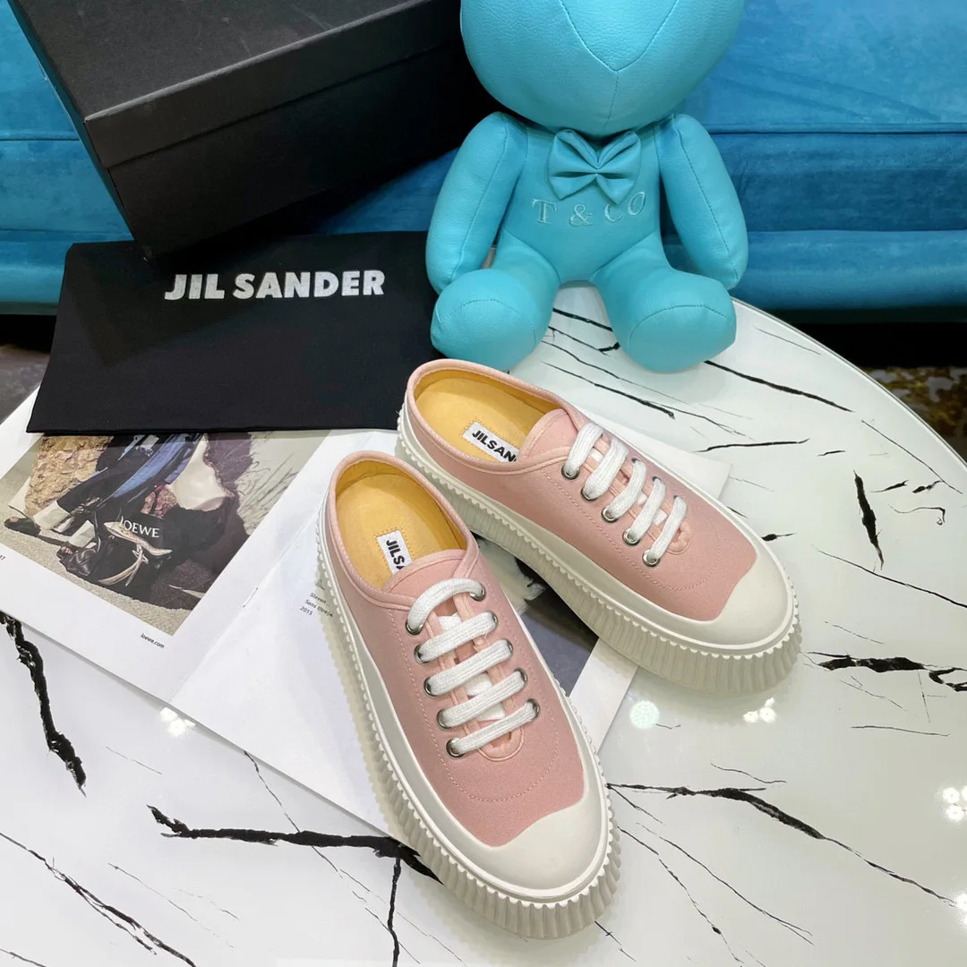 

Jil sander 2021 spring and summer new luxury fashion women's half slippers slippers cloth shoes casual shoes 5cm increased