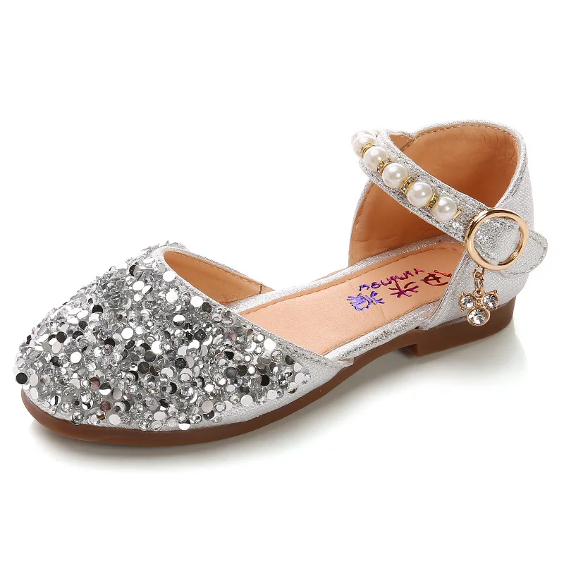 

Princesse Leather Shoes Girls Beading Beach Shoe Big Kid Children Summer Little Girl Sandals 2020 3 4 5 6 7 8 9 10 11 12 Years