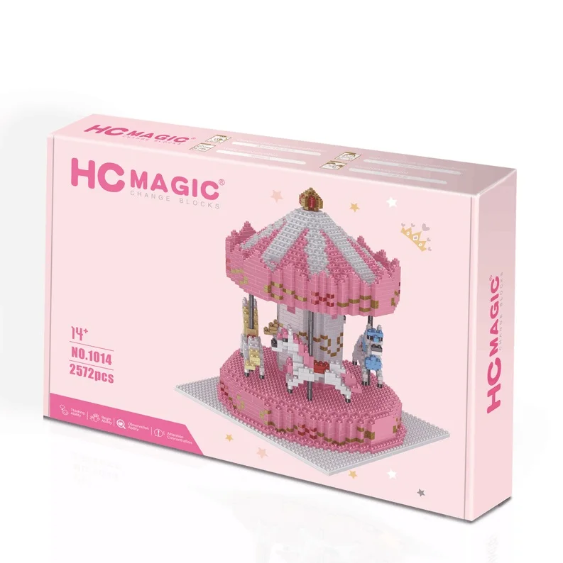 

HC Mini Blocks Cartoon Building Toy merry go round Game Model UFO CATCHER Building Bricks Brinquedos for Kids Gift 1013