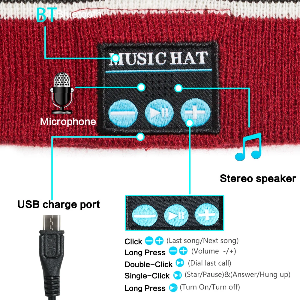 MZ016 BT5.0 подключение музыка вязаная шапка Зимняя Теплая мужская и женская один