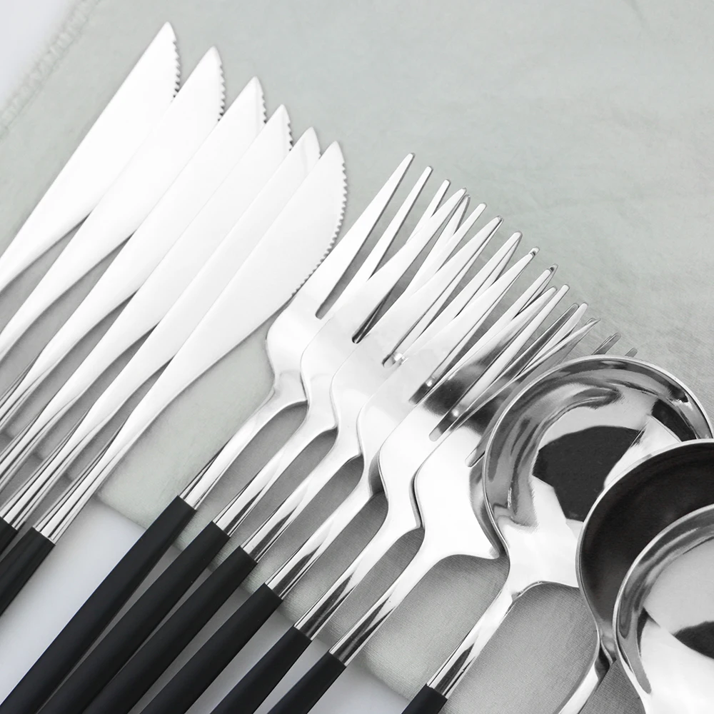 Набор столовых приборов из нержавеющей стали 304 24 шт. Черное золото столовая