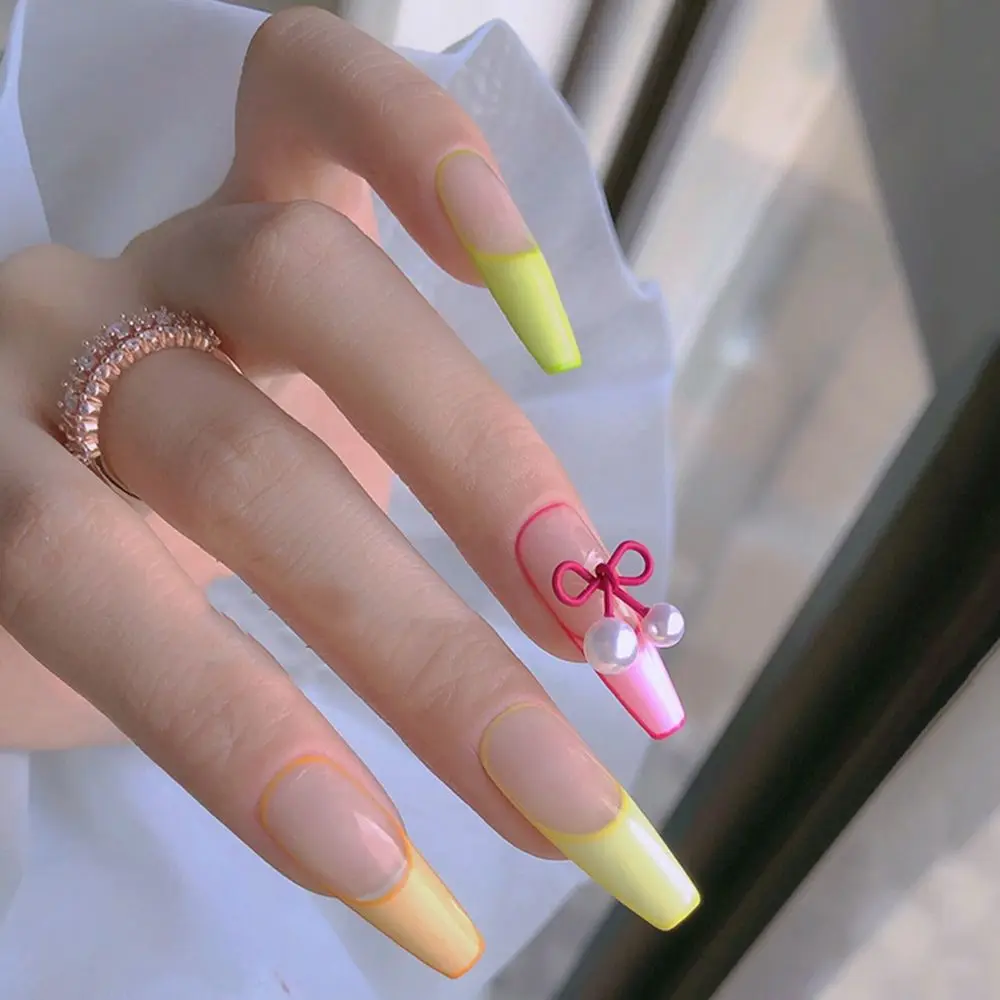 

2Pcs Candy Color Asymmetric Pearl Bowknot Nail Jewelry Summer Fashion Simple Nail Art Decoration DIY Nail Design Ornament