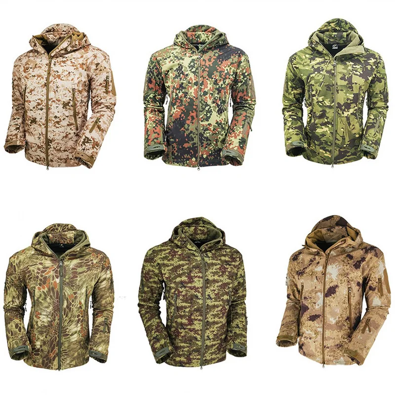 

ACU Soft Shell Military Jacket Men's Waterproof Army Tactical Coat Winter Warm Fleece Hooded Windbreaker Clothes Outdoor Hiking