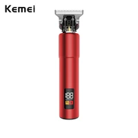 kemei 10w lcd display cordless rechargeable t blade men hair trimmer usb type c 0mm zero gapped baldhead shaver barbershop home