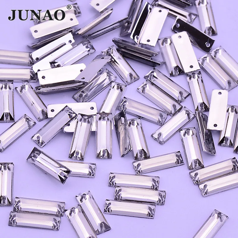 JUNAO 200 шт 7*21 мм Швейные прозрачные хрустальные стразы прямоугольная аппликация из страз акриловые нашивки Кристаллы с плоски основанием Самоцветы для поделок