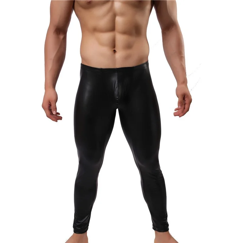 Пикантные Мужские штаны из искусственной кожи длинные леггинсы брюки зимние