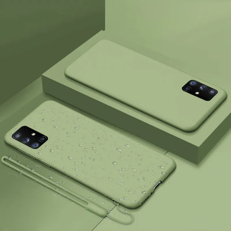 

Liquid Silicone Soft Case For Samsung A51 A71 A70 A50 S20 Ultra S10 Note 10 Plus A20 A30 A10 A40 A60 With Wrist Strap Back Cover