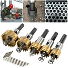 Набор корончатых сверел из быстрорежущей стали, 5 шт., трехходовые сверла, резак, инструмент для сверления металлического, деревянного сплава, установка дверного замка