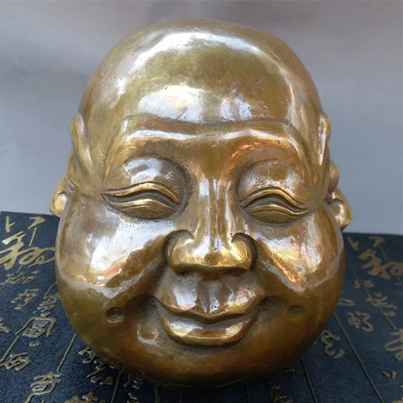 

Китайский, буддийский из бронзы 4 Face Head Maitreya скульптура Будды, статуя