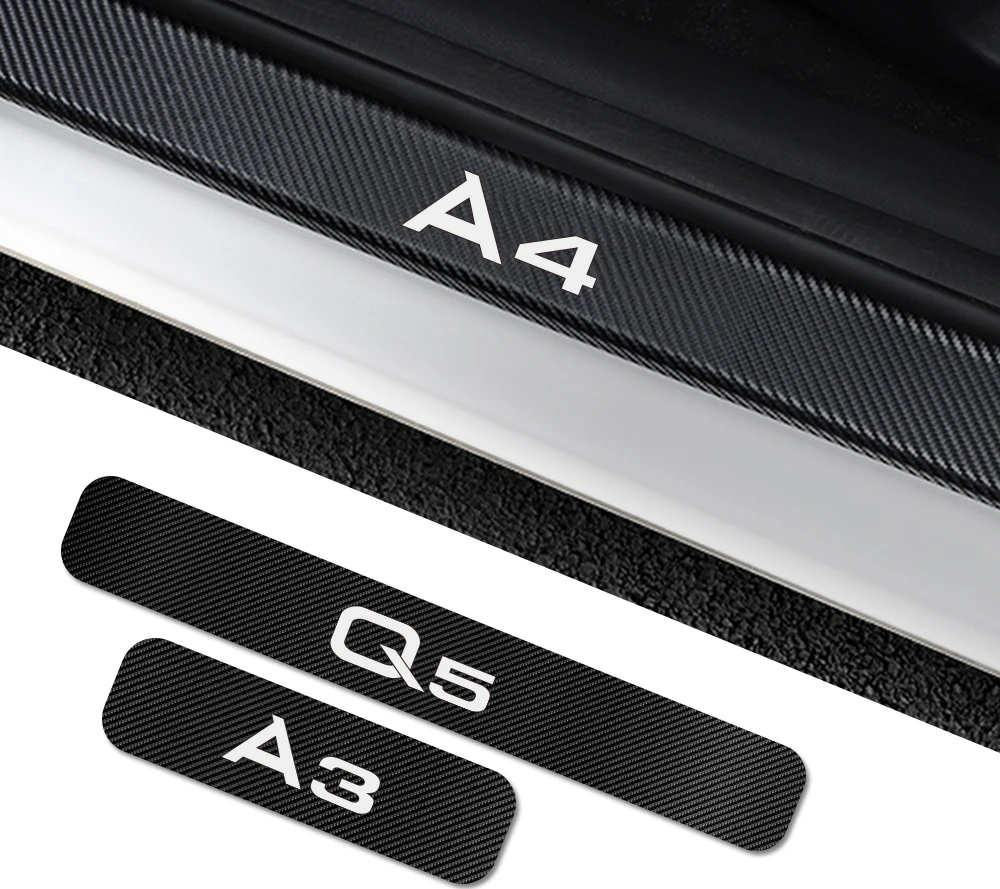 Автомобильные накладки на пороги Стикеры для Audi A4 B5 B6 B7 B8 B9 A3 8P 8V 8L A5 A6 C6 C5 C7 A1 A7 A8 Q2 Q3 Q5 Q7 RS3 RS4 RS5 RS6 TT аксессуары