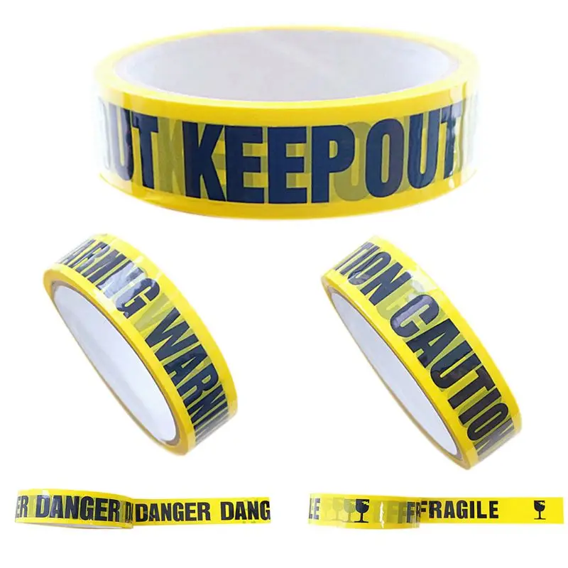 

Halloween Yellow Tapes Warning Caution Danger Black Letters Sticker Party Decor