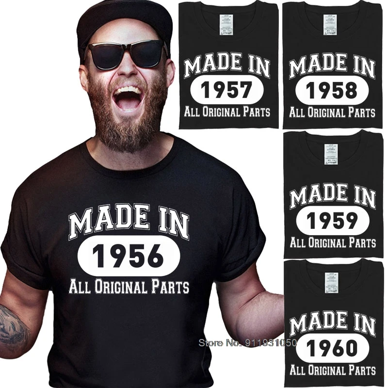 

Men's vintage O-Neck Cotton T Shirt 61 62 63 64 65 Years Old Anniversary Gift 1956 1957 1958 1959 1960 Pattern T Shirt XS-XXXL