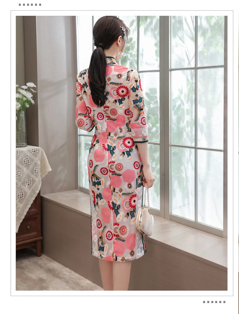 Китайский стиль Cheongsam Вышивка Цветочные Свадебные qipao вечерние платья |