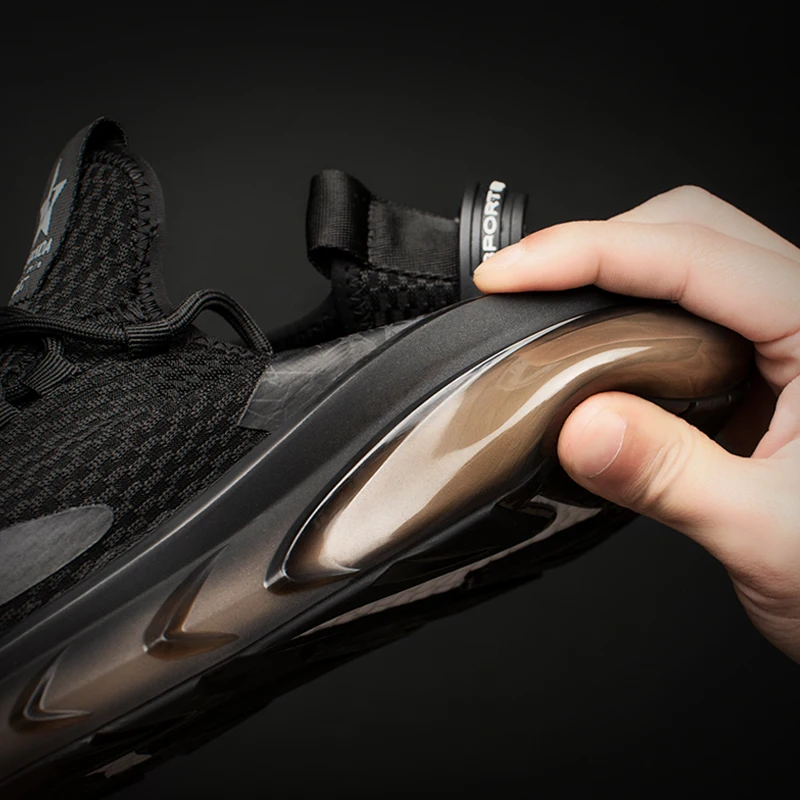 SALUDAS Original Men Running Shoes Outdoor Sport Sneakers Breathable Air Mesh Gym Elastic Knitting Vamp Sport Tennis Shoes