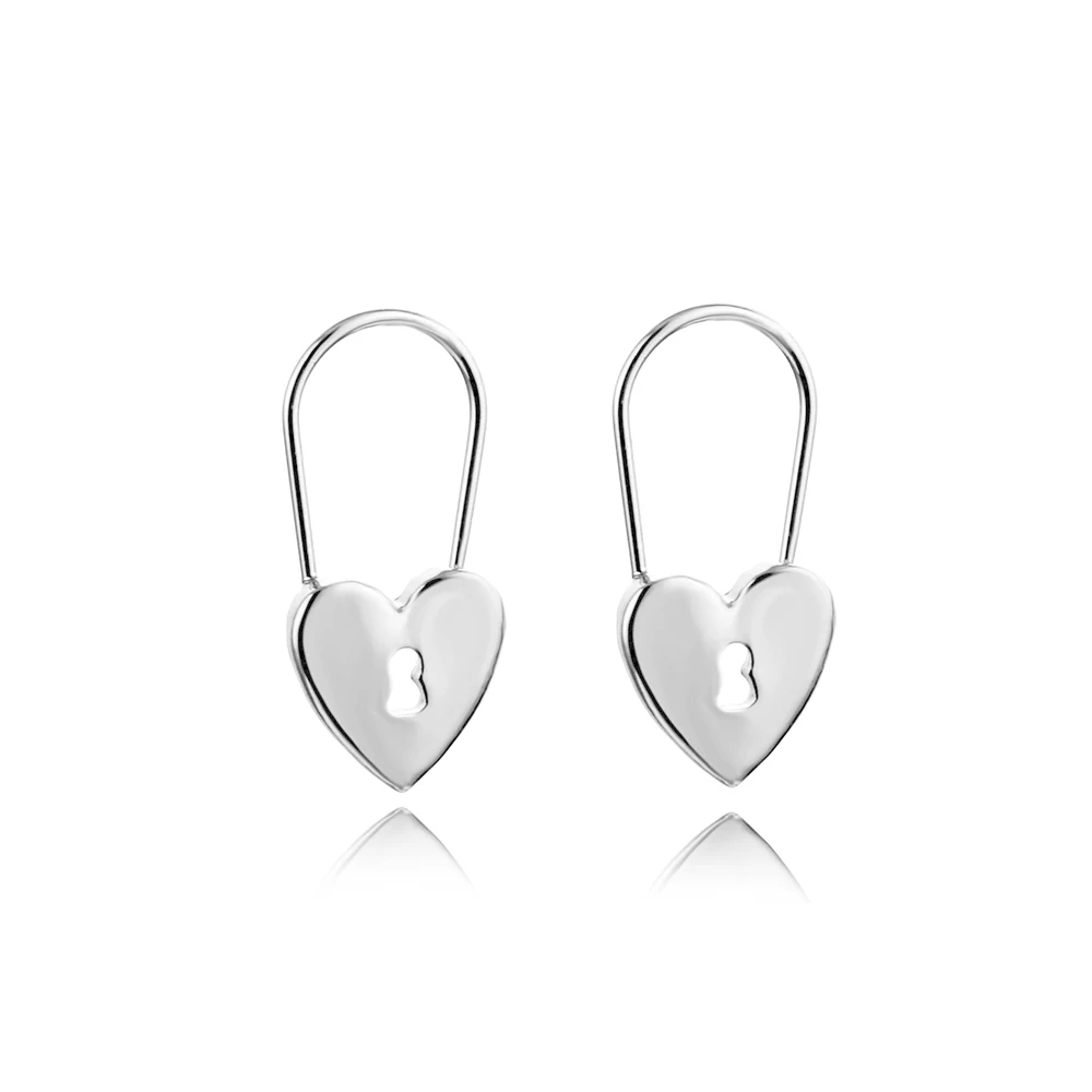 

Lost Lady Gold Color Metal Heart Lock Hoop Earrings for Women New Fashion Geometric Maxi Huggies Earrings Wedding Jewelry Gifts