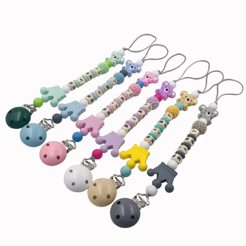 

1 шт. розовые силиконовые детские зажимы для соски, вязаные бусины, силиконовая цепочка для соски коала, детские игрушки для праздника, подар...