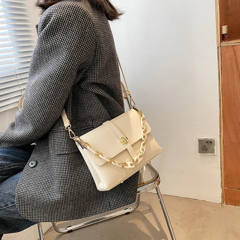 Женская сумка через плечо однотонная женская элегантная подходящая ко всему