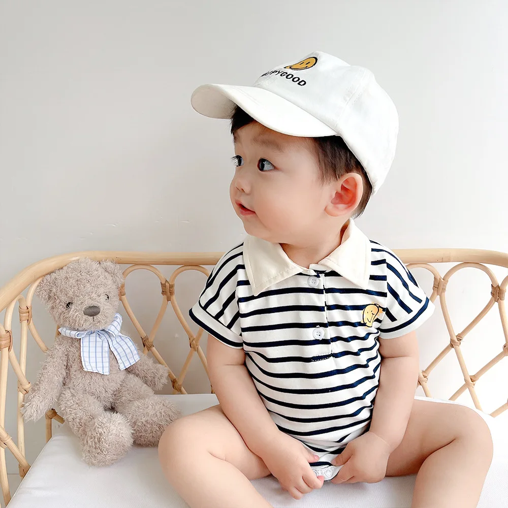 Детский хлопковый комбинезон для мальчиков в полоску стиле джентльмена летняя