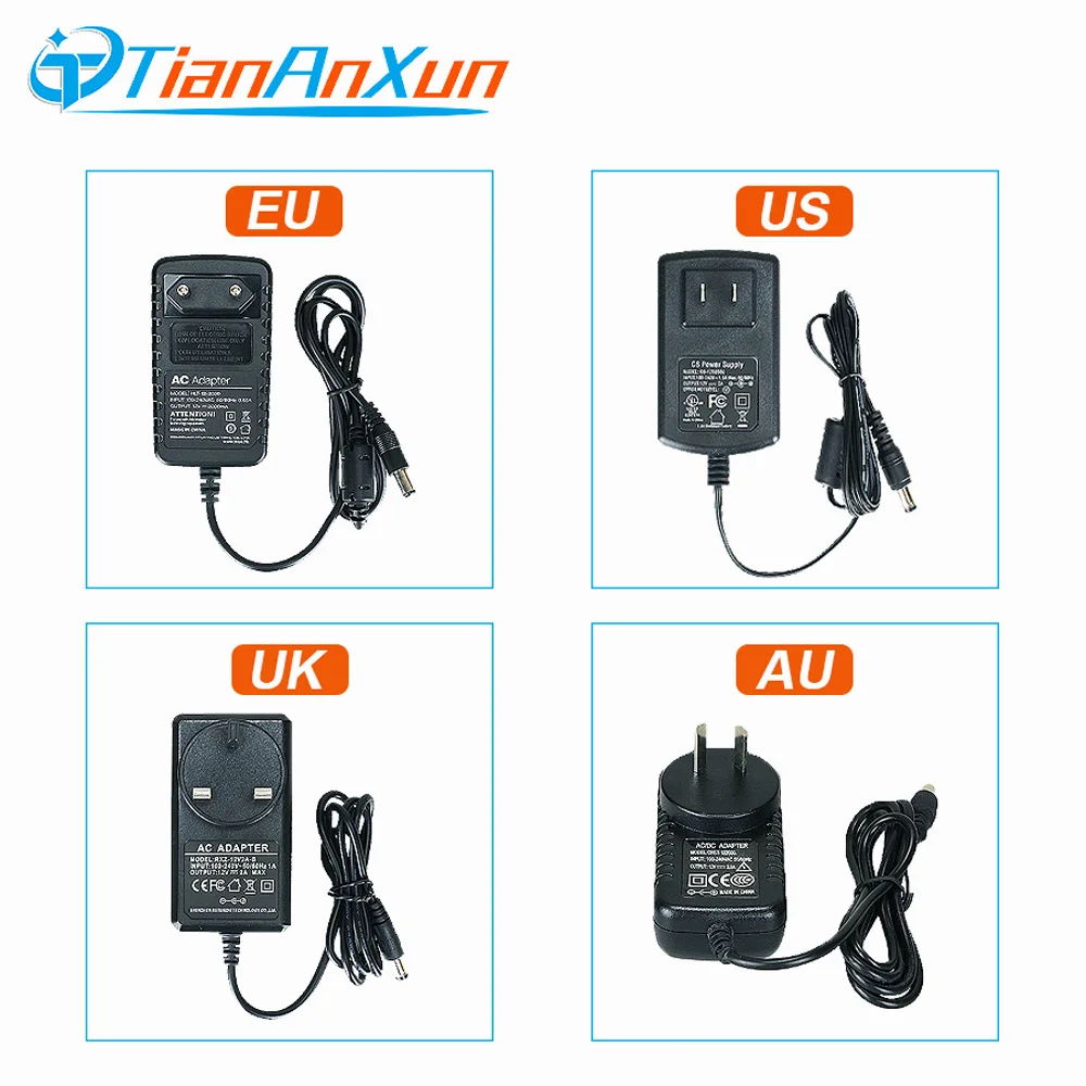 Tiananxun DC 12V2A адаптер питания Cctv питание камеры AC 100 V 240 EU UK AU US Plug 5 мм X 2 1 для DVR IP