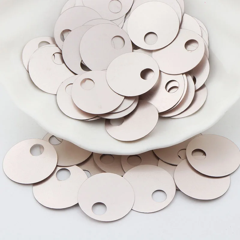 Плоские и круглые пайетки 20 мм из ПВХ с большим боковым отверстием для рукоделия