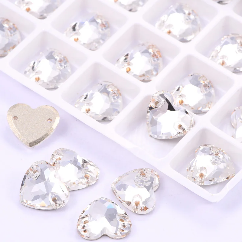 OLEEYA высококачественные стразы с кристаллами в форме сердца пришивные стеклянные