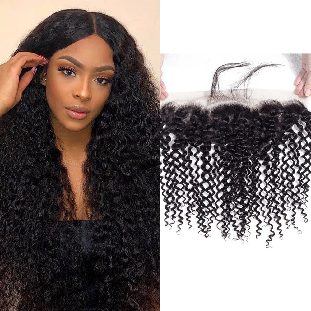 

Brazilian Jerry Curly Lace Frontal 13X4 Lace Frontal Closure Pre Plucked Transparent Lace Closure Human Hair For Women
