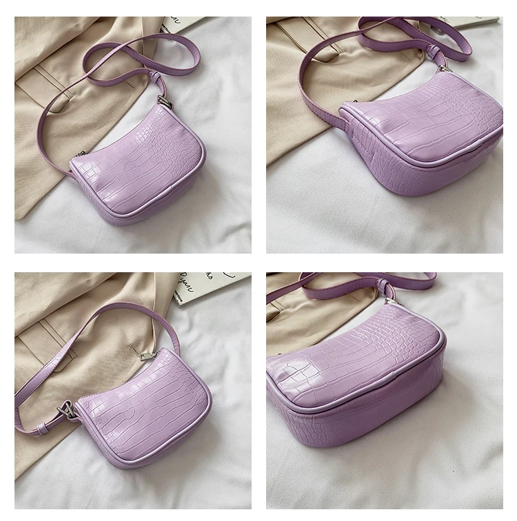 

Fashion Crocodile Pattern PU Leather Women Crossbody Bags Vintage Design Ladies Hobos Baguette Handbags Small Purse Shoulder Bag