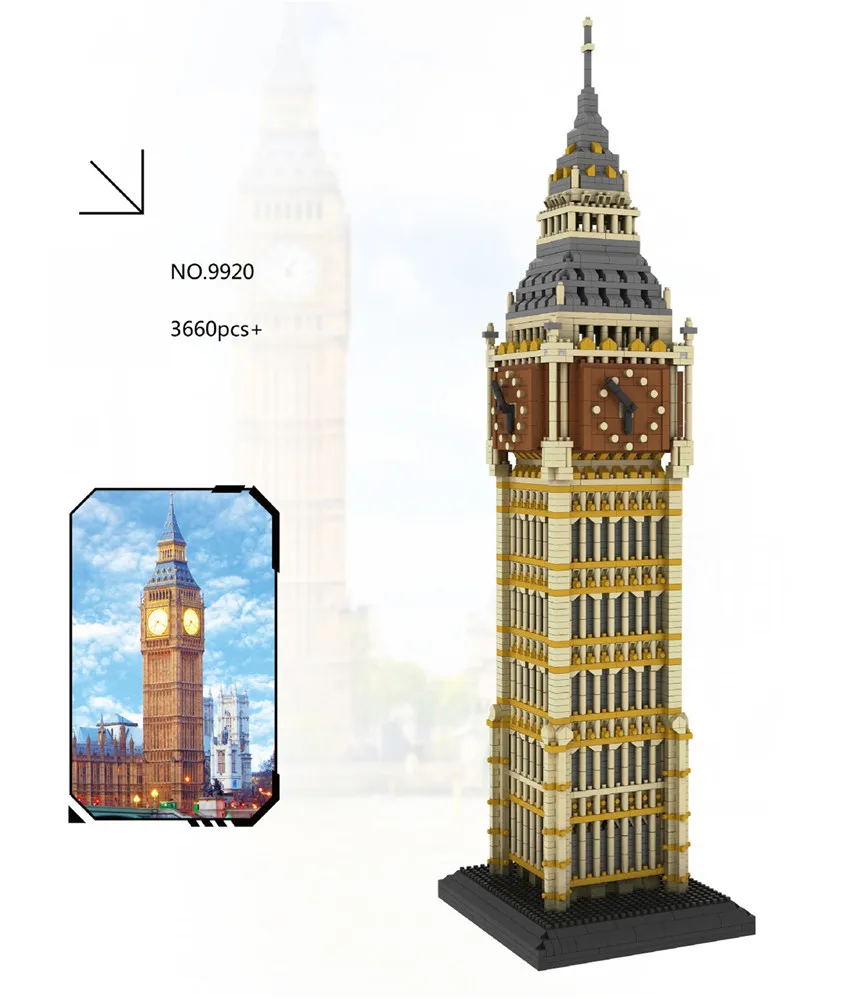 

DIY Architecture Mirco City Set Grand Theater Brige Building Blocks Children Toys Educational 3D Model Big Ben Bricks Kids Gifts