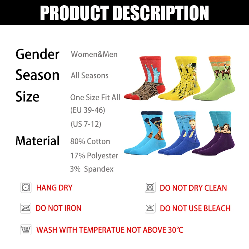

New Colorful Men's Winter Socks Combed Cotton Soft Wear Warm Men Women Long Socks Hombre Business Dress Socks