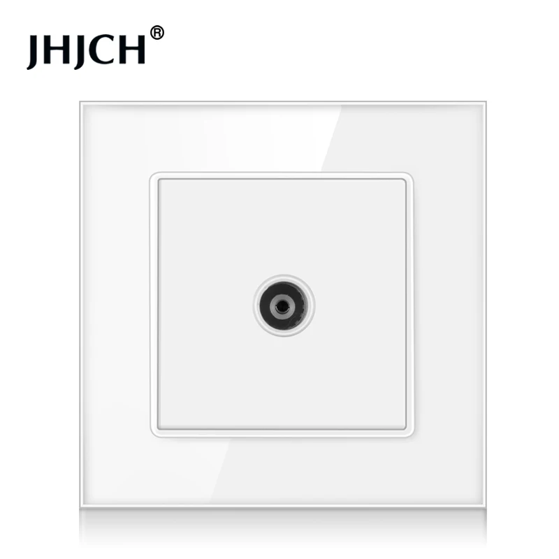 jhjch panel de cristal de 1 entrada rj45 conector de internet cat6 tv teltoma de datos de pared free global shipping