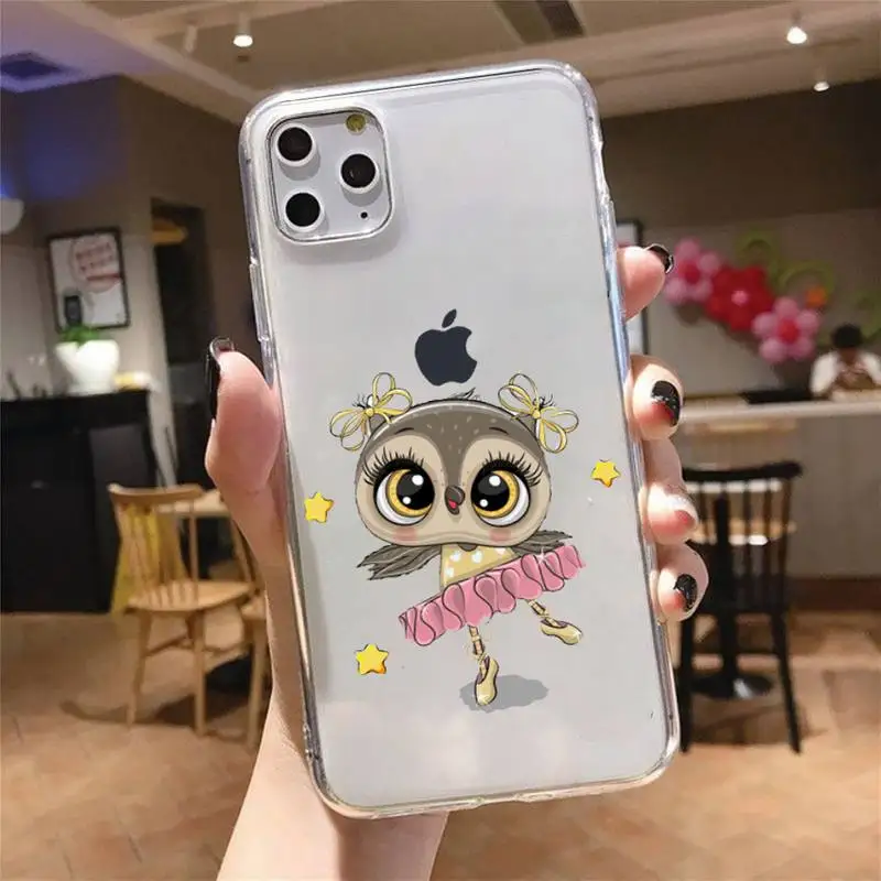 

Cute Owl Hearts Lover Phone Case Transparent soft For iphone 5 5s 5c se 6 6s 7 8 11 12 plus mini x xs xr pro max